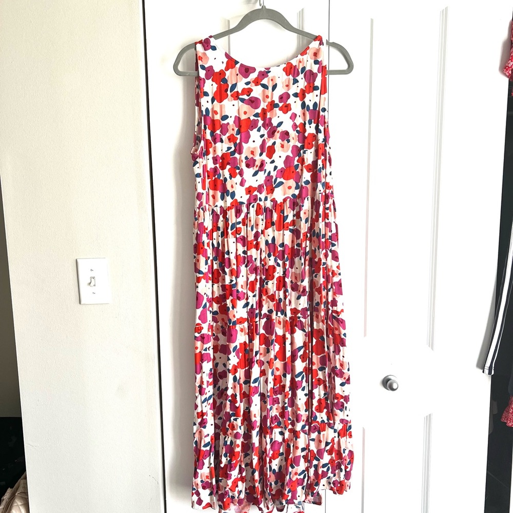 Mister Zimi Dress Australian Midi Floral Bright Ties At Neck PERFECTLY FLAWLESS! - Picture 9 of 15